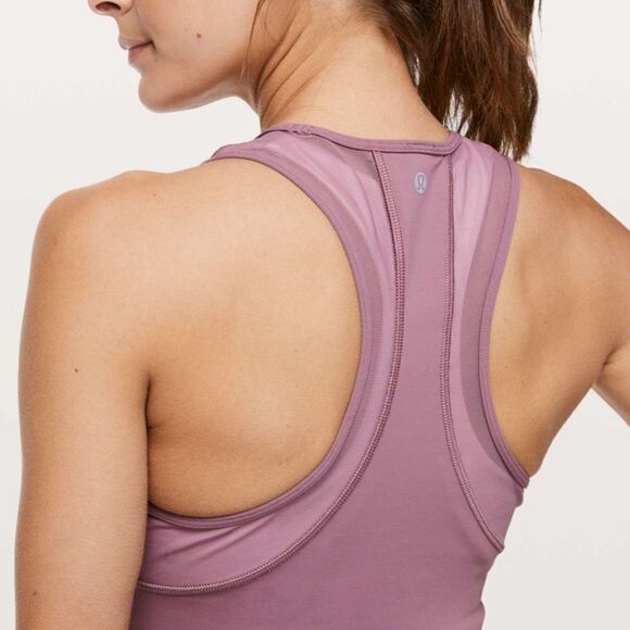Lululemon Laser Speed Train Crop Tank Top Mesh Workout Top In Purple Figue - Picture 3 of 7
